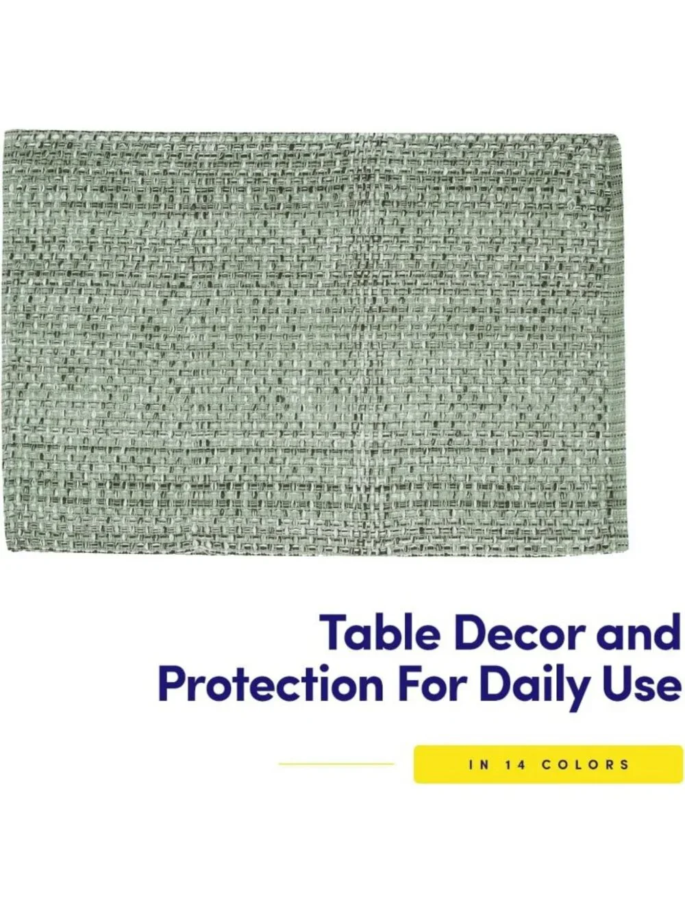 Soft Durable 100% Cotton Placemats Set of 4 - Two Tone Woven Fabric, Light Green